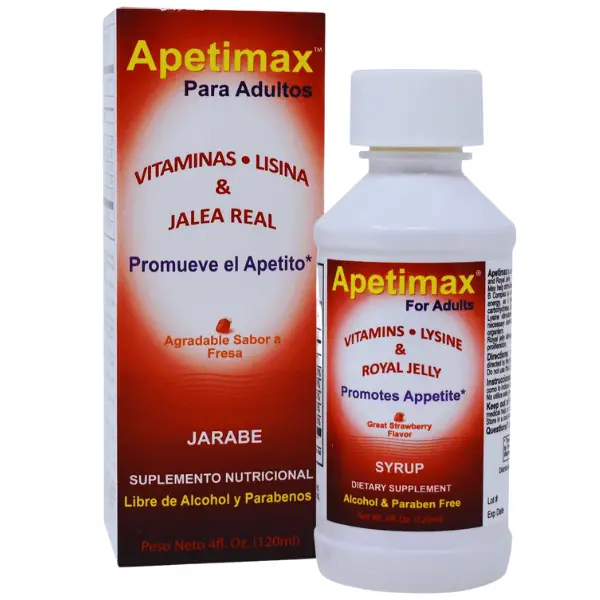 Apetimax Vitamins Lysine Royal Jelly Promotes Appetite Syrup For Adults 4 Oz